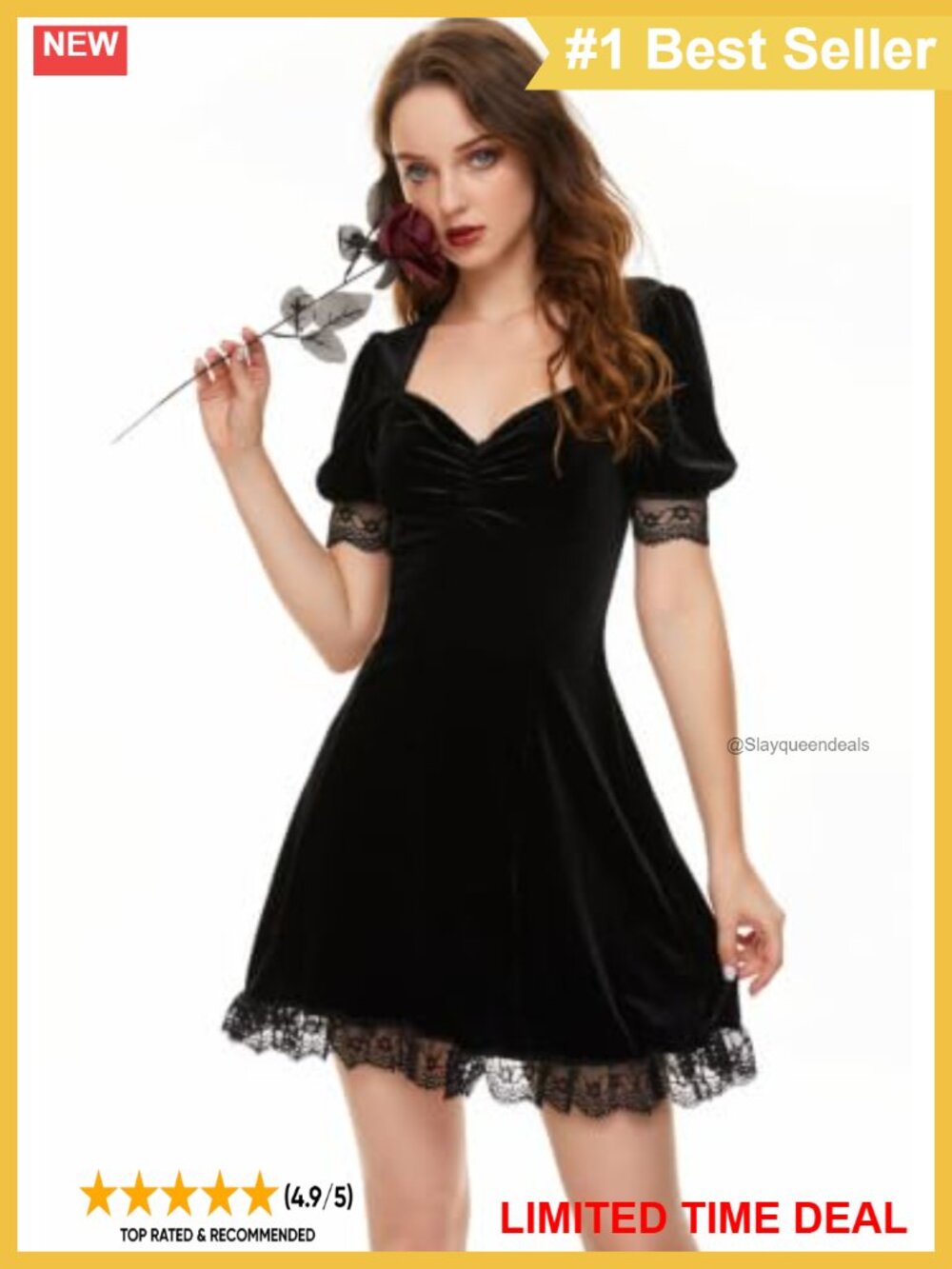 Gothic Velvet Lace Corset Mini Dress Square Neck